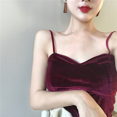 Stílusos női bársony felső vékony pántokkal, két színben