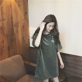 Γυναικέιο μπλουζοφόρεμα με κολάρο σε σχήμα O, ευρύ σχέδιο σε δύο χρώματα