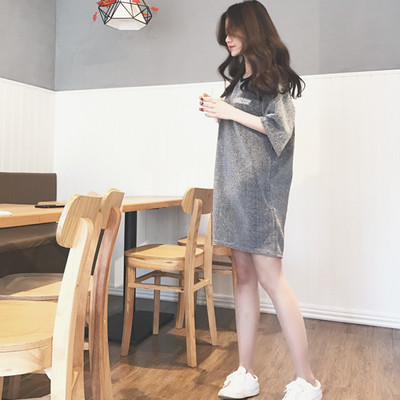 Γυναικέιο μπλουζοφόρεμα με κολάρο σε σχήμα O, ευρύ σχέδιο σε δύο χρώματα