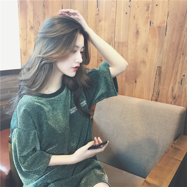 Γυναικέιο μπλουζοφόρεμα με κολάρο σε σχήμα O, ευρύ σχέδιο σε δύο χρώματα