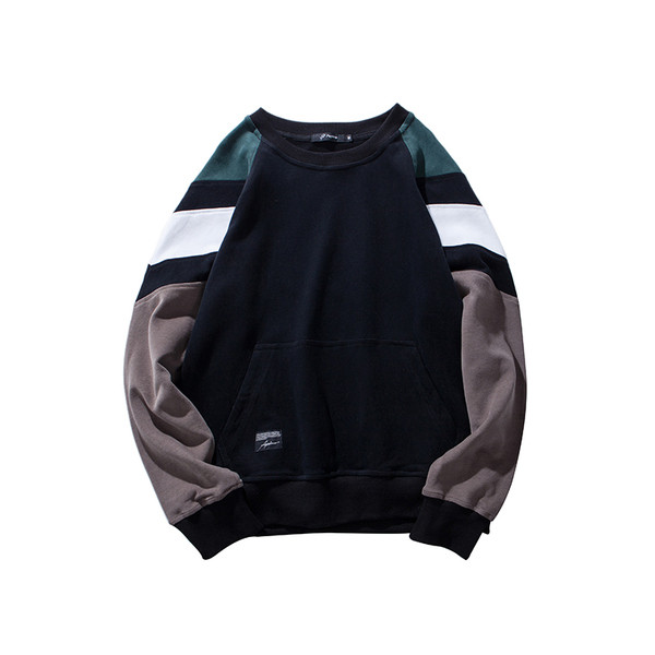 Férfi téli blúz sötét színekben, hosszú ujjal és O-nyakú gallérral