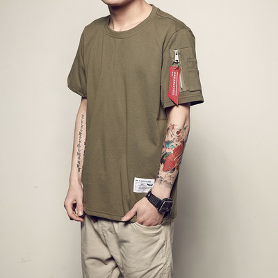 Αντρικά κοντομάνικα μπλούζάκια με τσέπη με φερμουάρ