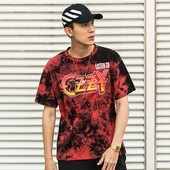 Κομψή ανδρική μπλούζα κοντομάνικη με λευκή και κόκκινη εκτύπωση