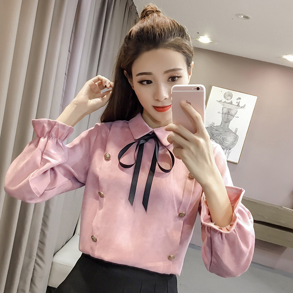 Stílusos női ing szalaggal több színben