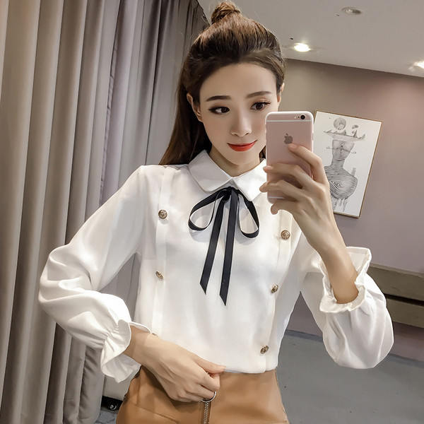 Stílusos női ing szalaggal több színben