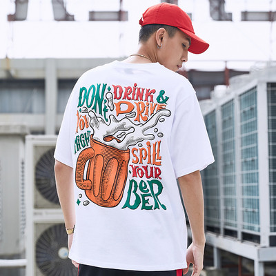 Hétköznapi férfi blúz 3/4 ujjú színes nyomattal fehér és szürke és fekete színben