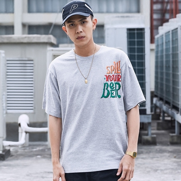 Hétköznapi férfi blúz 3/4 ujjú színes nyomattal fehér és szürke és fekete színben