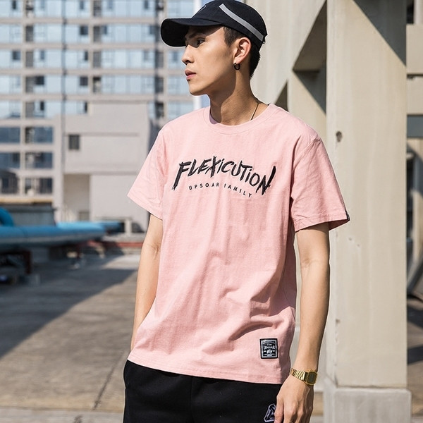 Lezser férfi széles blúz rövid ujjal, felirattal - 5 színben