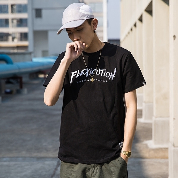 Lezser férfi széles blúz rövid ujjal, felirattal - 5 színben