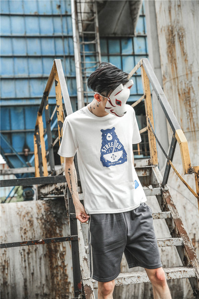 Ανδρική κοντομάνικη μπλούζα σε δύο χρώματα με εκτύπωση