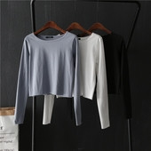 Άνοιξη-φθινόπωρο καθημερινή σύντομη γυναικεία μπλούζα