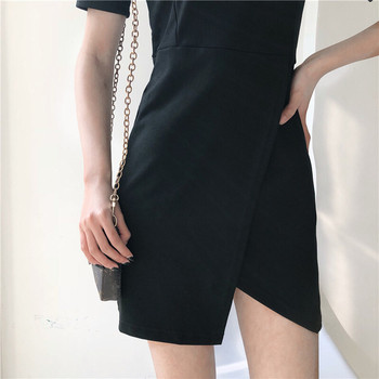 Αθλητικό casual shorts γυναικείο φόρεμα με O-κολάρο και σχισμή σε δύο χρώματα