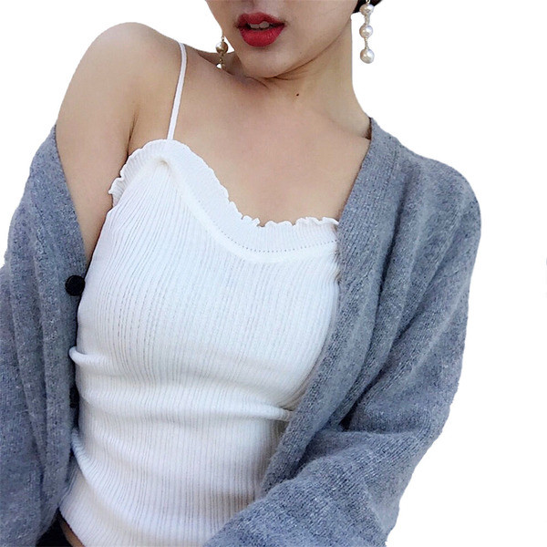 Sima sportos-elegáns női karcsú akasztófelső vékony fehér és fekete pántokkal