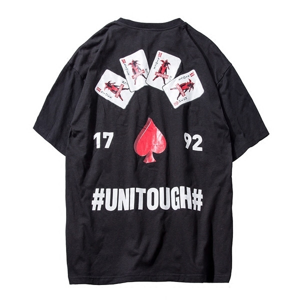 Alkalmi férfi blúz 3/4 ujjal fehér és fekete felirattal és felirattal