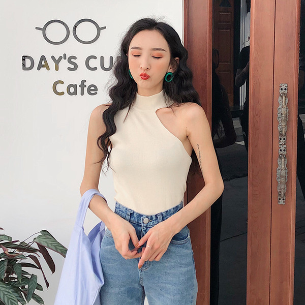 Stílusos női, mindennapi karcsú felső, O-alakú gallérral, három színben