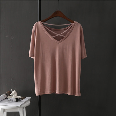 Γυναικείο μπλουζάκι με ντεκολτέ σε σχήμα V σε διαφορετικά χρώματα