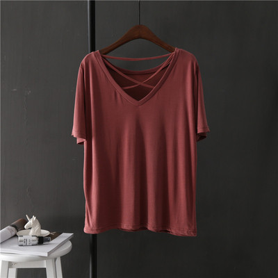 Γυναικείο μπλουζάκι με ντεκολτέ σε σχήμα V σε διαφορετικά χρώματα