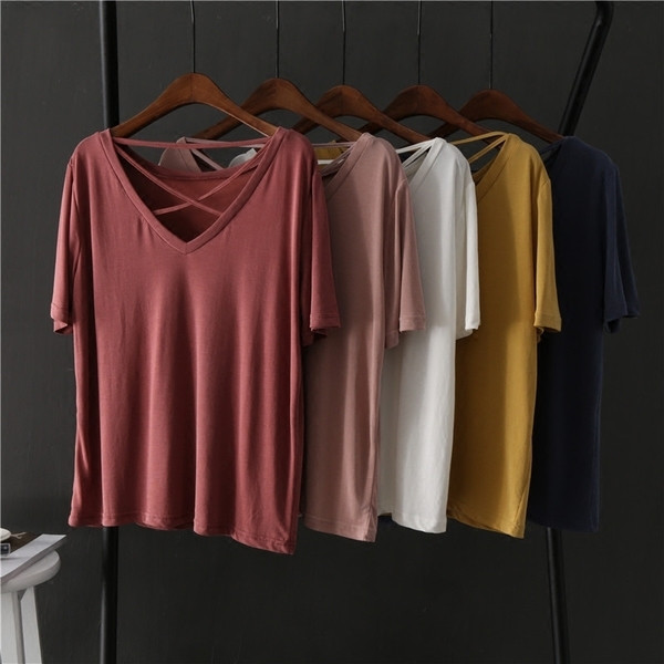 Γυναικείο μπλουζάκι με ντεκολτέ σε σχήμα V σε διαφορετικά χρώματα