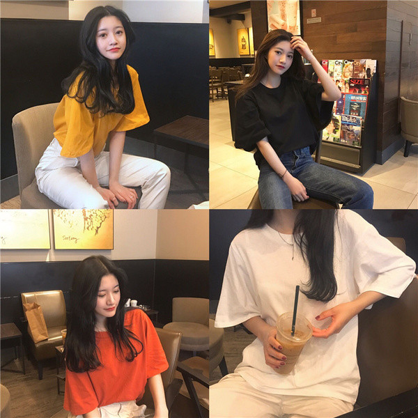 Γυναικείο μπλουζάκι σε φαρδύ μανίκι με πολύχρωμο γιακά