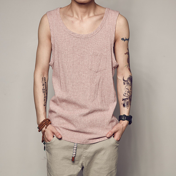 Ανδρικό αμάνικο σε δύο χρώματα με διακοσμητική τσέπη