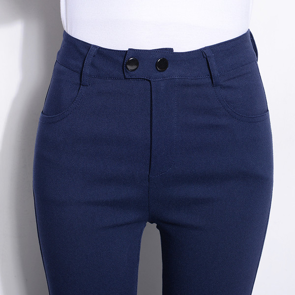 Tavaszi-őszi rugalmas női nadrág magas derékkal