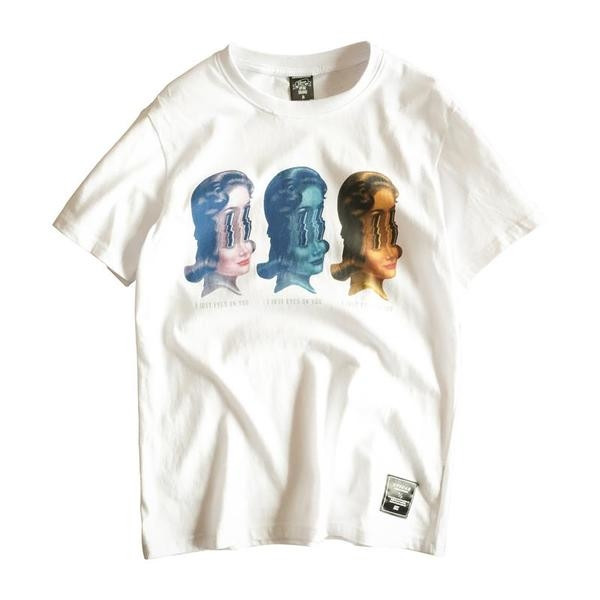 Férfi póló rövid ujjal fekete-fehérben, mintával