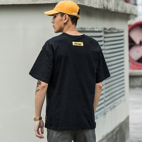 Alkalmi férfi blúz 3/4 ujjú felirattal - fehér, fekete és lila