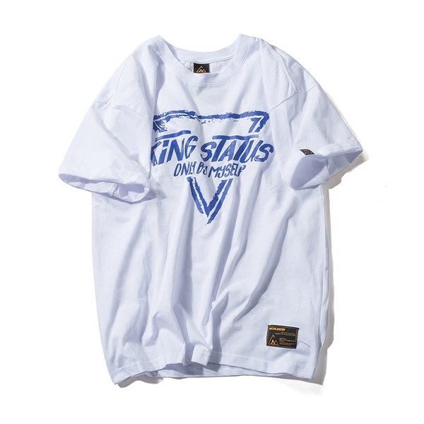 Alkalmi férfi blúz 3/4 ujjú felirattal - fehér, fekete és lila