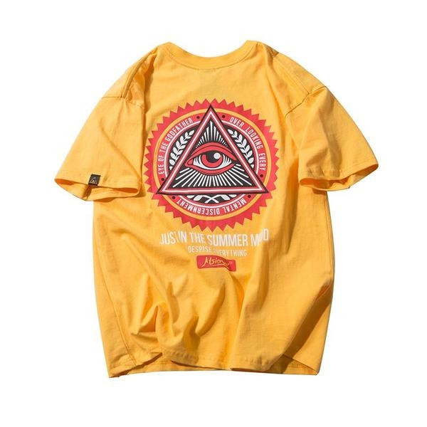 Ανδρική μπλούζα με μανίκια 3/4 σε άσπρο, μαύρο και κίτρινο χρώμα