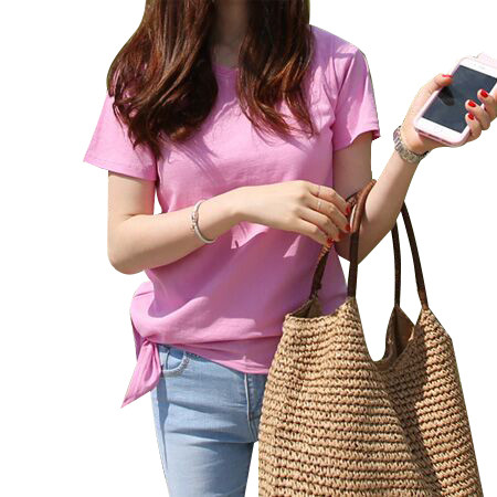 Γυναικεία μπλούζα με κοντό μανίκι με πλάγια σχισμή