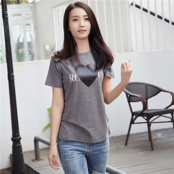 Κομψό μπλουζάκι κοντό μανίκι σε γκρι με εκτύπωση