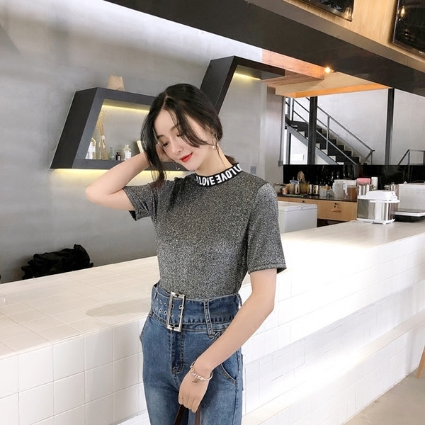 Σύγχρονη γυναικεία κομψή μπλούζα με κολάρο σε σχήμα O σε πολλά χρώματα