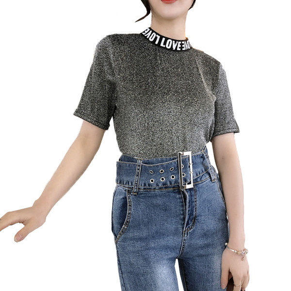 Σύγχρονη γυναικεία κομψή μπλούζα με κολάρο σε σχήμα O σε πολλά χρώματα