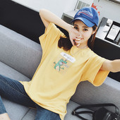 Καθημερινή γυναικέια  μπλούζα με 3/4 μανίκι με εφαρμογή, ευρύ σχέδιο - λευκό, κίτρινο και κόκκινο