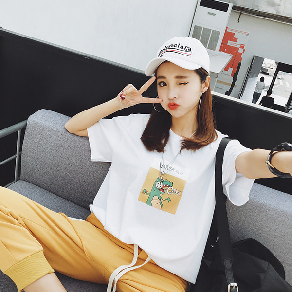 Καθημερινή γυναικέια  μπλούζα με 3/4 μανίκι με εφαρμογή, ευρύ σχέδιο - λευκό, κίτρινο και κόκκινο