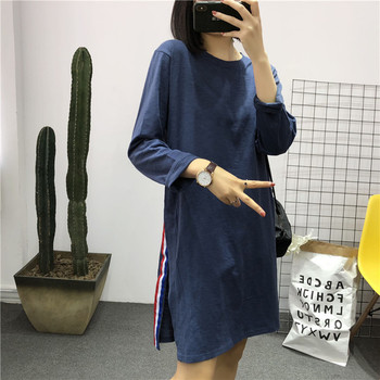 Γυναικείο χιτώνα με μακρύ μανίκι σε διάφορα χρώματα και πλάγια σχισμή