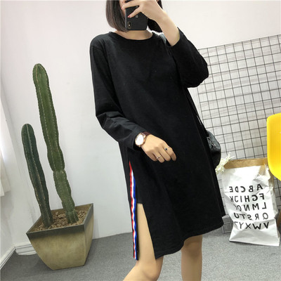 Γυναικείο χιτώνα με μακρύ μανίκι σε διάφορα χρώματα και πλάγια σχισμή