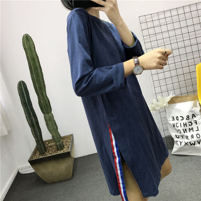 Γυναικείο χιτώνα με μακρύ μανίκι σε διάφορα χρώματα και πλάγια σχισμή