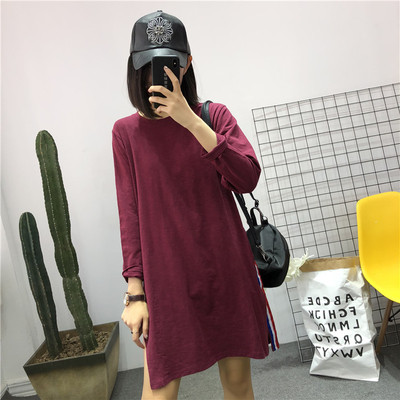 Γυναικείο χιτώνα με μακρύ μανίκι σε διάφορα χρώματα και πλάγια σχισμή