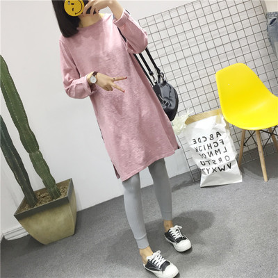 Γυναικείο χιτώνα με μακρύ μανίκι σε διάφορα χρώματα και πλάγια σχισμή