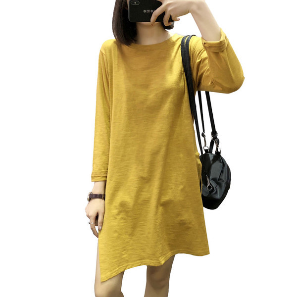 Γυναικείο χιτώνα με μακρύ μανίκι σε διάφορα χρώματα και πλάγια σχισμή