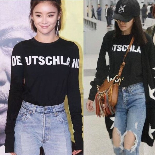 Γυναικείο κομψό μπλουζάκι με μακριά μανίκια και επιγραφή