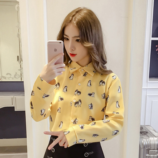 Cămașă modernă de damă cu animație în mai multe culori