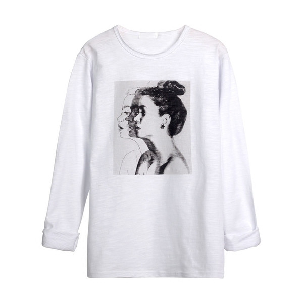 Női tavaszi fehér blúz, mintával