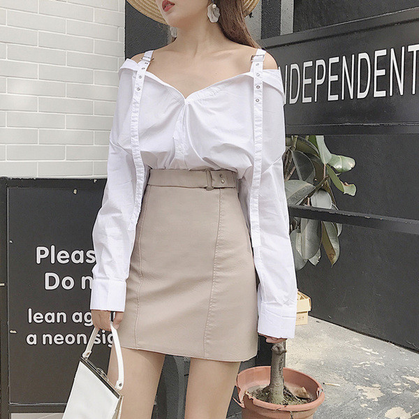 Κομψή γυναικεία φούστα με υψηλή μέση  σε δύο χρώματα