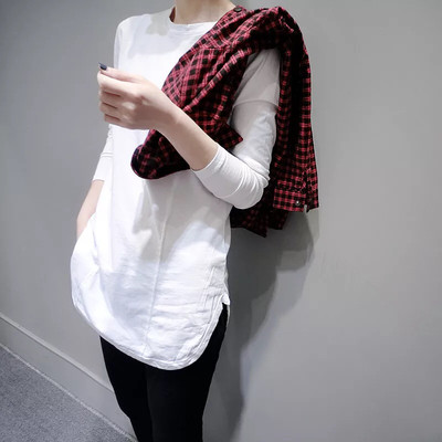 Stílusos női hosszú blúz, hosszú ujjú, ssO alakú gallérral