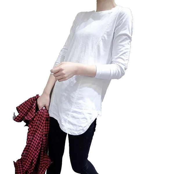 Stílusos női hosszú blúz, hosszú ujjú, ssO alakú gallérral