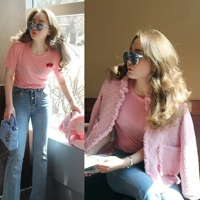 Γυναικείο καλοκαιρινό μπλουζάκι σε ροζ χρώμα με εκτύπωση