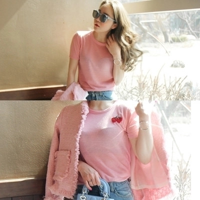 Γυναικείο καλοκαιρινό μπλουζάκι σε ροζ χρώμα με εκτύπωση