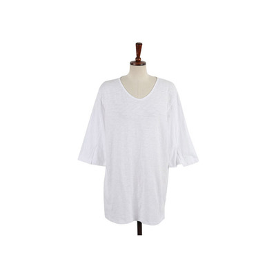 Női alkalmi blúz 3/4-es ujjal és V-nyakú fehér színben